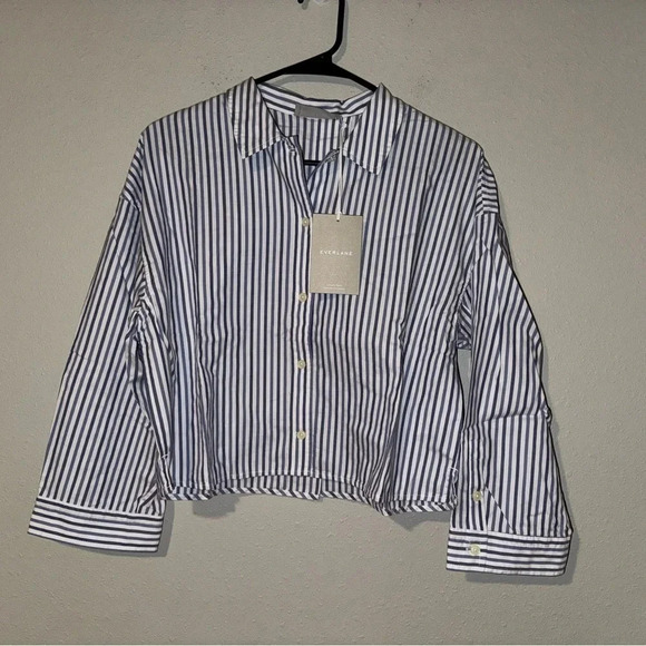 New Everlane The Woven P.J. Top Blue Stripe XS - Picture 3 of 7